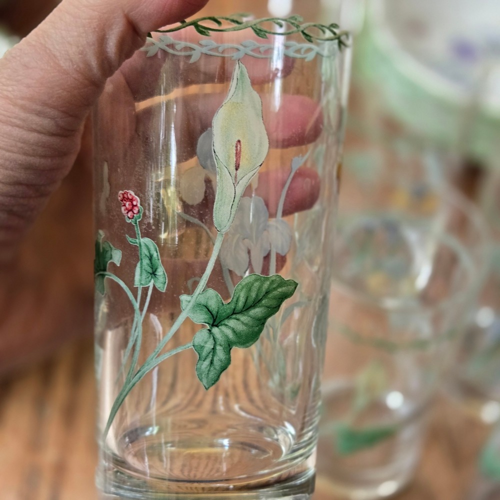 Studio Nova Garden Bloom Water Glass Tumblers Set of 5 Floral Iris Calla Lily - Picture 3 of 6